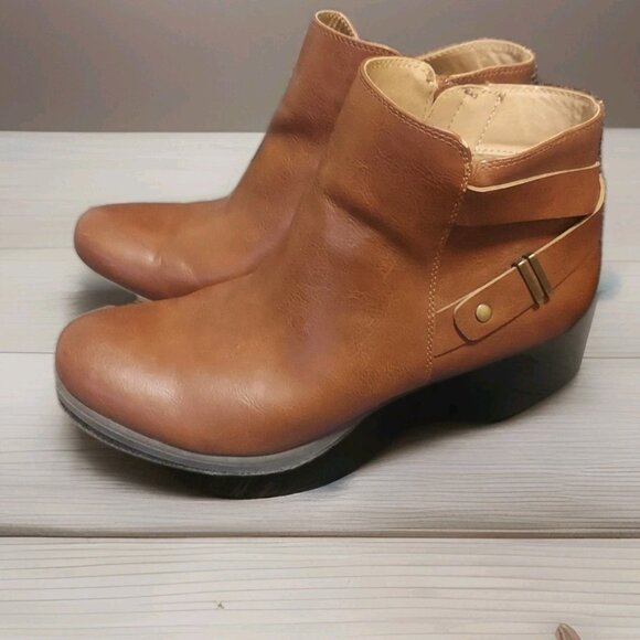 Soul Naturalizer Carrie Whiskey Ankle Boots Block Heel Booties Brown Sz 6.5 - Picture 1 of 12